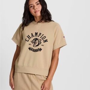Champion Women's Tan Short Sleeve Hoodie NWT Xl